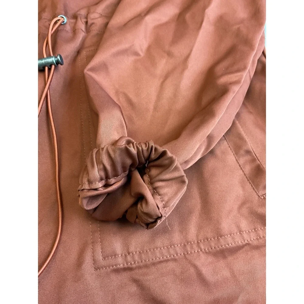BKE Women's‎ Small Rust Brown Utility Jacket Drawstring Waist Zip Front Collar
